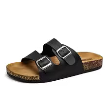 Retro Leather Cork Slides