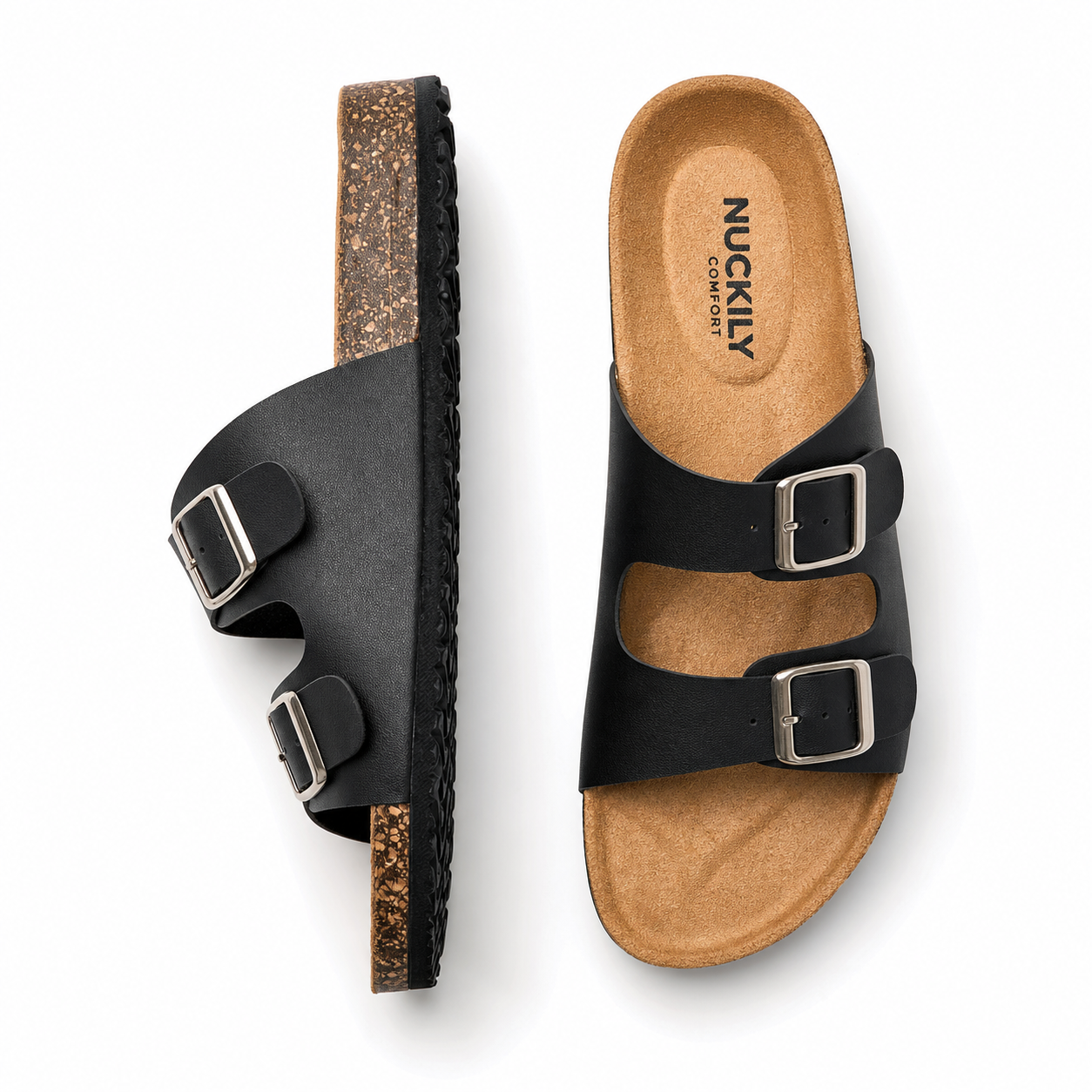Retro Leather Cork Slides