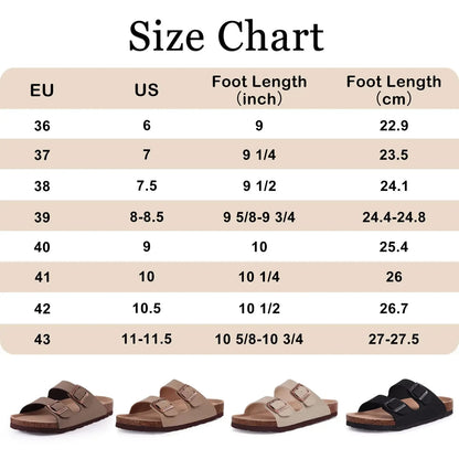 Cork Sole Slippers For Women Men Classic Suede Summer
