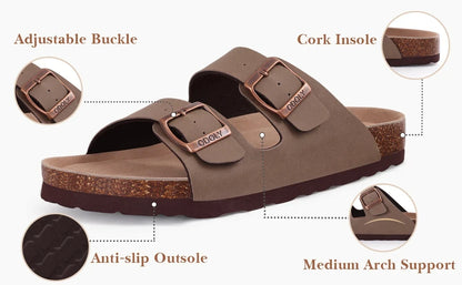 Cork Sole Slippers For Women Men Classic Suede Summer
