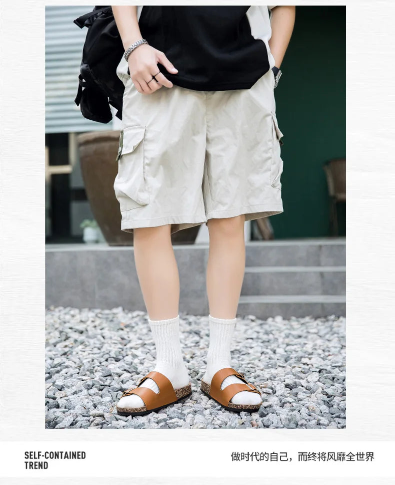 Retro Leather Cork Slides